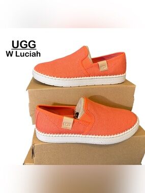 UGG Women’s W Luciah Slip-On Sneakers in Coral with Off-White Soles, Size 6 NWT